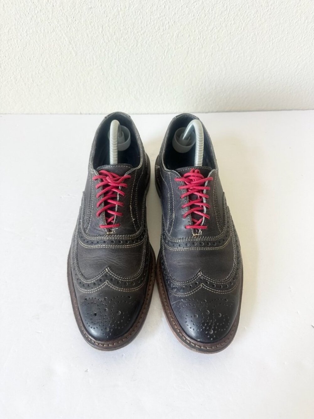 Allen Edmonds Men's Neumok Navy Blue Wing Tip Oxford Dress Shoes Size 10
